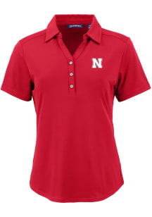 Cutter and Buck Nebraska Cornhuskers Womens Red Forge Eco Polo Short Sleeve Polo Shirt