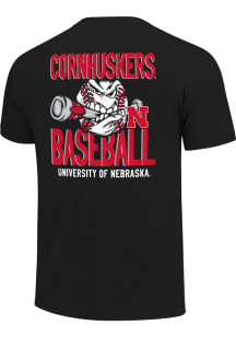 Nebraska Cornhuskers Black Angry Baseball Short Sleeve T Shirt