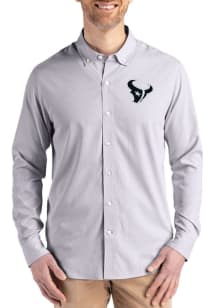 Cutter and Buck Houston Texans Mens Graphite Mono Epic Confidence Pinstripe Long Sleeve Dress Shir..