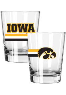 Iowa Hawkeyes Big Stripes 2 Pack 15oz Etched Rock Glass - Clear