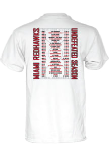 Blue 84 Miami RedHawks White 2026 Men's Basketball Undefeated Season Schedule Short Sleeve T Shirt