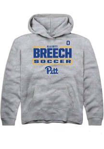Elliott Breech Rally Pitt Panthers Youth NIL Stacked Box Long Sleeve Player Hoodie Grey