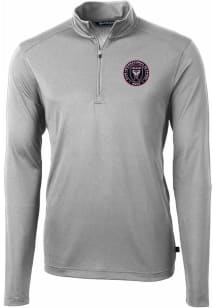 Cutter and Buck Inter Miami CF Mens Grey Virtue Eco Pique Big and Tall Qtr Zip