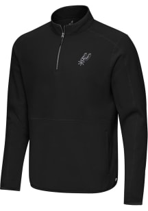 Antigua San Antonio Spurs Mens Black Step Up Long Sleeve Qtr Zip Pullover