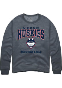 Summit Sportswear UConn Huskies Mens Grey Heather Men's Track & Field Long Sleeve Crew Sweatshirt