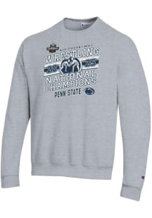 Champion Penn State Nittany Lions Mens Grey 2025 Wrestling National Champions Powerblend Long Slee..