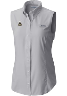 Columbia Purdue Boilermakers Womens Grey Heat Seal Omni Wick Tamiami Polo Shirt