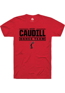 Avery Caudill Cincinnati Bearcats Red NIL Stacked Box Short Sleeve Player T Shirt