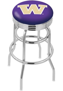 Washington Huskies Double-Ring Swivel Chrome Pub Stool - Black