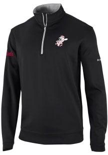 Columbia Cincinnati Reds Mens Black Wickham Hills Long Sleeve Qtr Zip Pullover