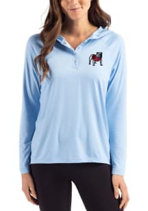Cutter and Buck Georgia Bulldogs Womens Light Blue Coastline Eco Hooded Sweatshirt