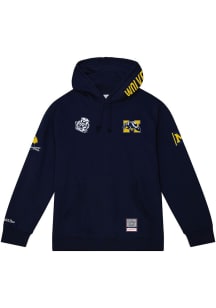 Mitchell and Ness Michigan Wolverines Mens Navy Blue Double Clutch Fashion Hood
