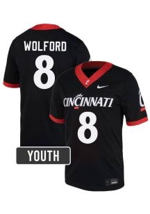 Cade Wolford Cincinnati Bearcats Youth Black Nike NIL Name And Number Football Jersey