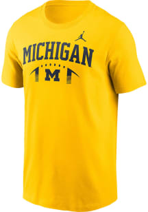 Nike Michigan Wolverines Yellow Football Fade Short Sleeve T Shirt