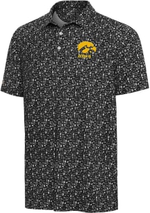 Antigua Iowa Hawkeyes Mens Black University Football Short Sleeve Polo