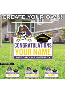 East Carolina Pirates Personalized Congratulations Grad Yard Sign - White