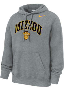 Nike Missouri Tigers Mens Grey Heather Club Fleece Vintage Arch Mascot Long Sleeve Hoodie