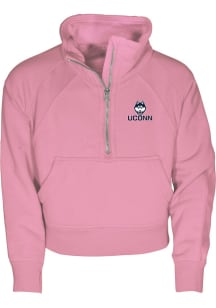 UConn Huskies Girls Pink Dawn LS Tops Qtr Zip
