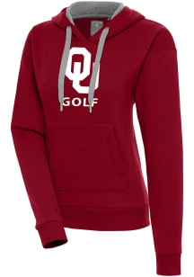 Antigua Oklahoma Sooners Womens Red Golf Victory Hooded Sweatshirt