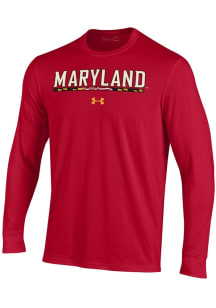 Under Armour Maryland Terrapins Red Maryland Bar Performance Long Sleeve T Shirt
