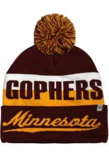 Minnesota Golden Gophers Maroon Jaq Script Pom Mens Knit Hat