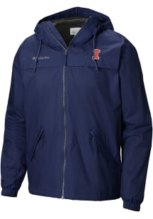Columbia Illinois Fighting Illini Mens Navy Blue Heat Seal Oroville Creek Medium Weight Jacket