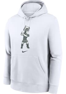 Nike Michigan State Spartans Mens White Sparty Playing Baseball Long Sleeve Hoodie
