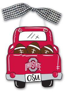 Ohio State Buckeyes Wooden Truck Ornament - Red
