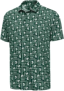Antigua Michigan State Spartans Mens Green Season Tickets Short Sleeve Polo