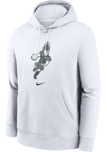 Nike Michigan State Spartans Mens White Sparty Playing Basketball Long Sleeve Hoodie