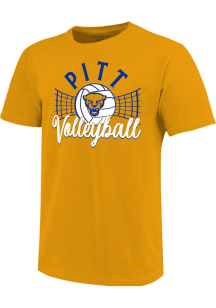 Pitt Panthers Youth Gold Volleyball Net Short Sleeve T-Shirt