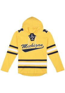 Homefield Michigan Wolverines Mens Yellow Script Hockey Fashion Hood
