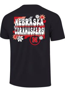 Nebraska Cornhuskers Girls Natural Retro Flower Short Sleeve Tee