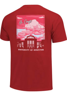 Houston Cougars Womens Red Sun-Kissed Skies Short Sleeve T-Shirt