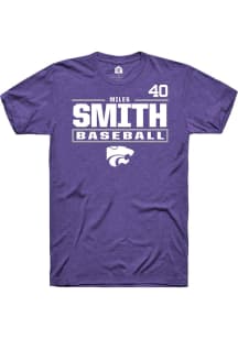 Miles Smith  K-State Wildcats Purple Rally NIL Stacked Box Short Sleeve T Shirt