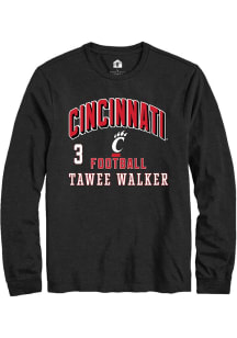 Tawee Walker Cincinnati Bearcats Black Football NIL Arch Logo Long Sleeve Player T Shirt