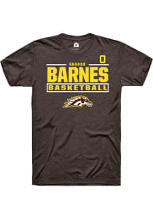 Sharod Barnes Western Michigan Broncos Brown NIL Stacked Box Short Sleeve Player T Shirt