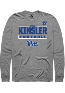 Tony Kinsler Pitt Panthers Graphite Football NIL Stacked Box Long Sleeve Player T Shirt