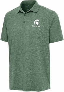 Antigua Michigan State Spartans Mens Green Par 3 Wrestling Short Sleeve Polo