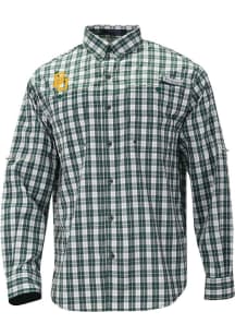 Columbia Baylor Bears Mens Green Heat Seal Super Tamiami Long Sleeve Dress Shirt
