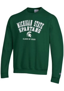 Champion Michigan State Spartans Mens Green Class of 2029 Long Sleeve Crew Sweatshirt