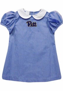Vive La Fete Pitt Panthers Baby Girls Blue Gingham Collar Short Sleeve Dress