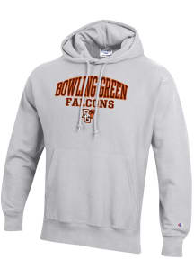 Champion Bowling Green Falcons Mens Ash Name and Mascot Reverse Weave Long Sleeve Hoodie