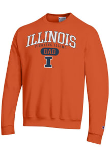 Champion Illinois Fighting Illini Mens Orange Dad Pill Powerblend Long Sleeve Crew Sweatshirt