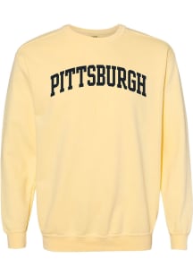 Summit Sportswear Pittsburgh Mens Yellow Wordmark Long Sleeve Crew Sweatshirt