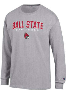 Champion Ball State Cardinals Grey Double Arch Jersey Long Sleeve T Shirt