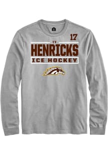 Ty Henricks Western Michigan Broncos Grey NIL Stacked Box Long Sleeve Player T Shirt