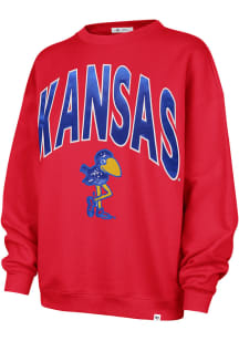 47 Kansas Jayhawks Womens Red Extra Innings Crew Sweatshirt