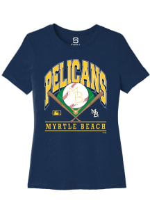 Summit Sportswear Myrtle Beach Pelicans Womens Navy Blue Homefield Short Sleeve T-Shirt