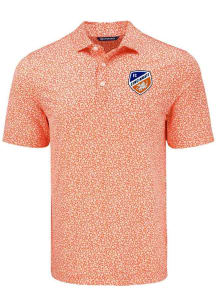 Cutter and Buck FC Cincinnati Mens Orange Pike Flora Short Sleeve Polo